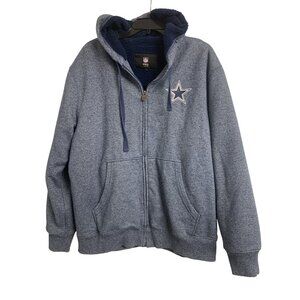 NFL Dallas Cowboys Pro Line Sherpa Lined Hoodie Blue Size XL